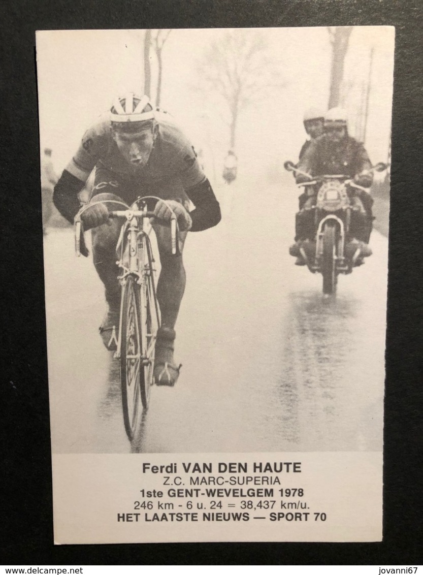 Carte / Card - Ferdi VandenHAUTE - Gent-Wevelgem 1978 - Cyclists - Cyclisme - Ciclismo -wielrennen - Wielrennen