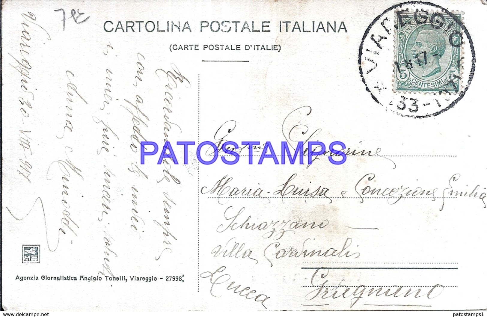 128559 ITALY VIAREGGIO LUCCA VIA REGIA CIRCULATED TO LUCCA POSTAL POSTCARD - Autres & Non Classés