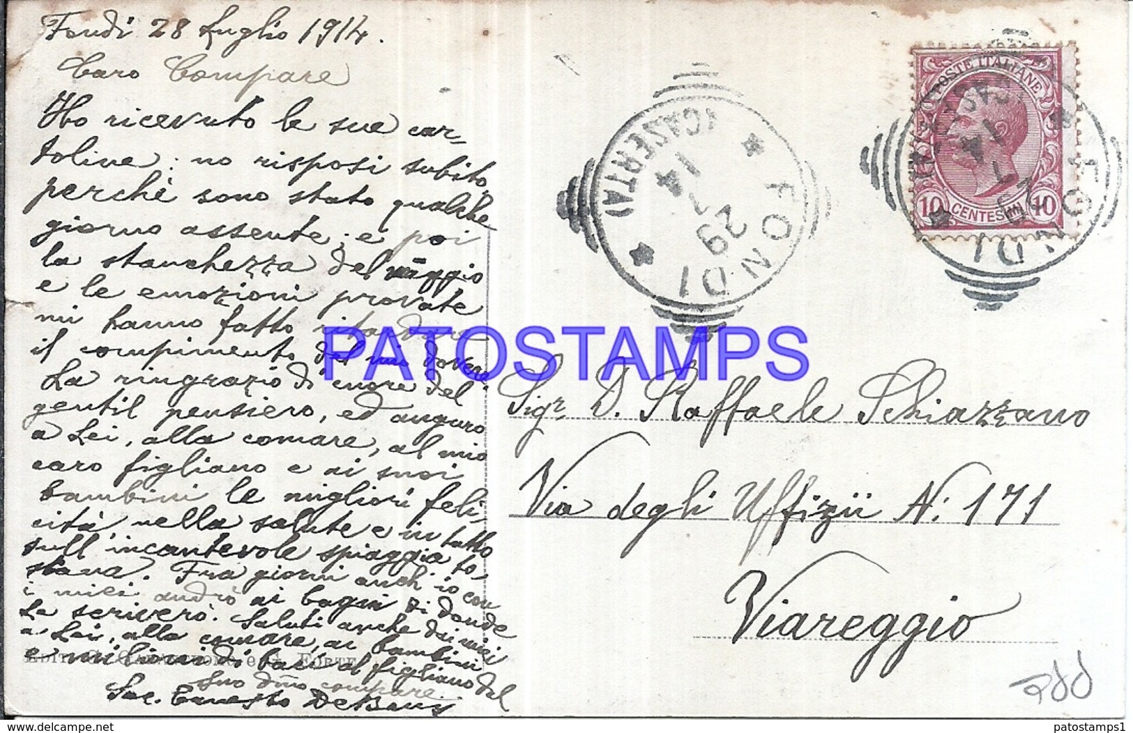 128562 ITALY FONDI STREET APPIO CLAUDIO BREAK CIRCULATED TO VIAREGGIO POSTAL POSTCARD - Sonstige & Ohne Zuordnung