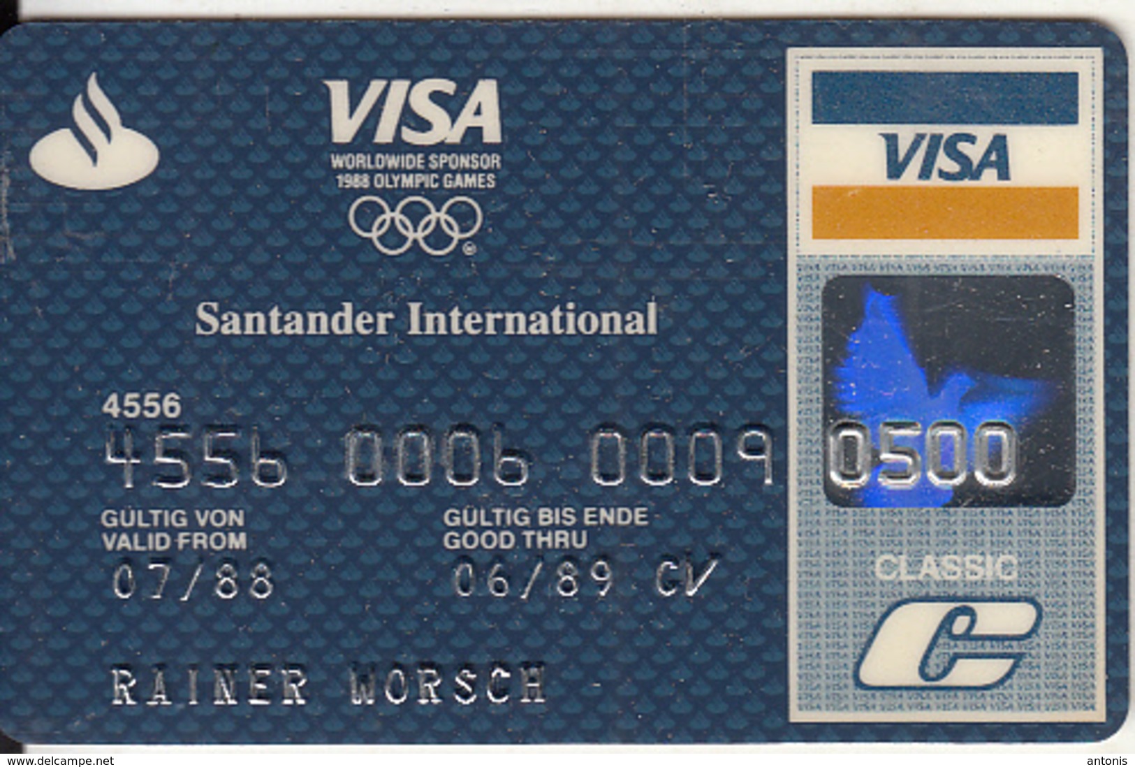 GERMANY - 1988 Olympic Games, Santander International Bank(reverse Mids), Classic Visa, 07/87, Used - Carte Di Credito (scadenza Min. 10 Anni)