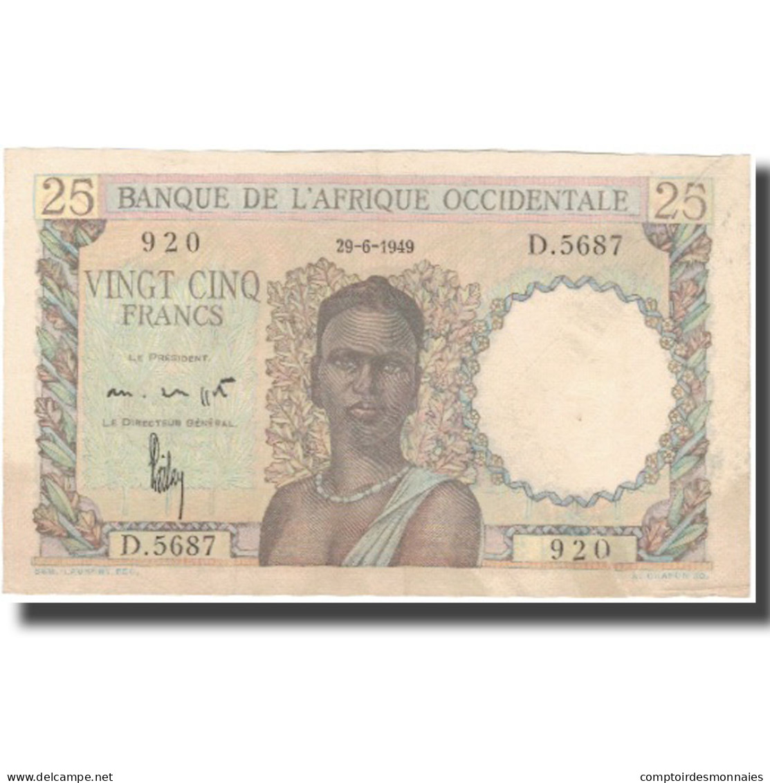 Billet, French West Africa, 25 Francs, 1949, 1949-06-29, KM:38, TTB+ - West African States