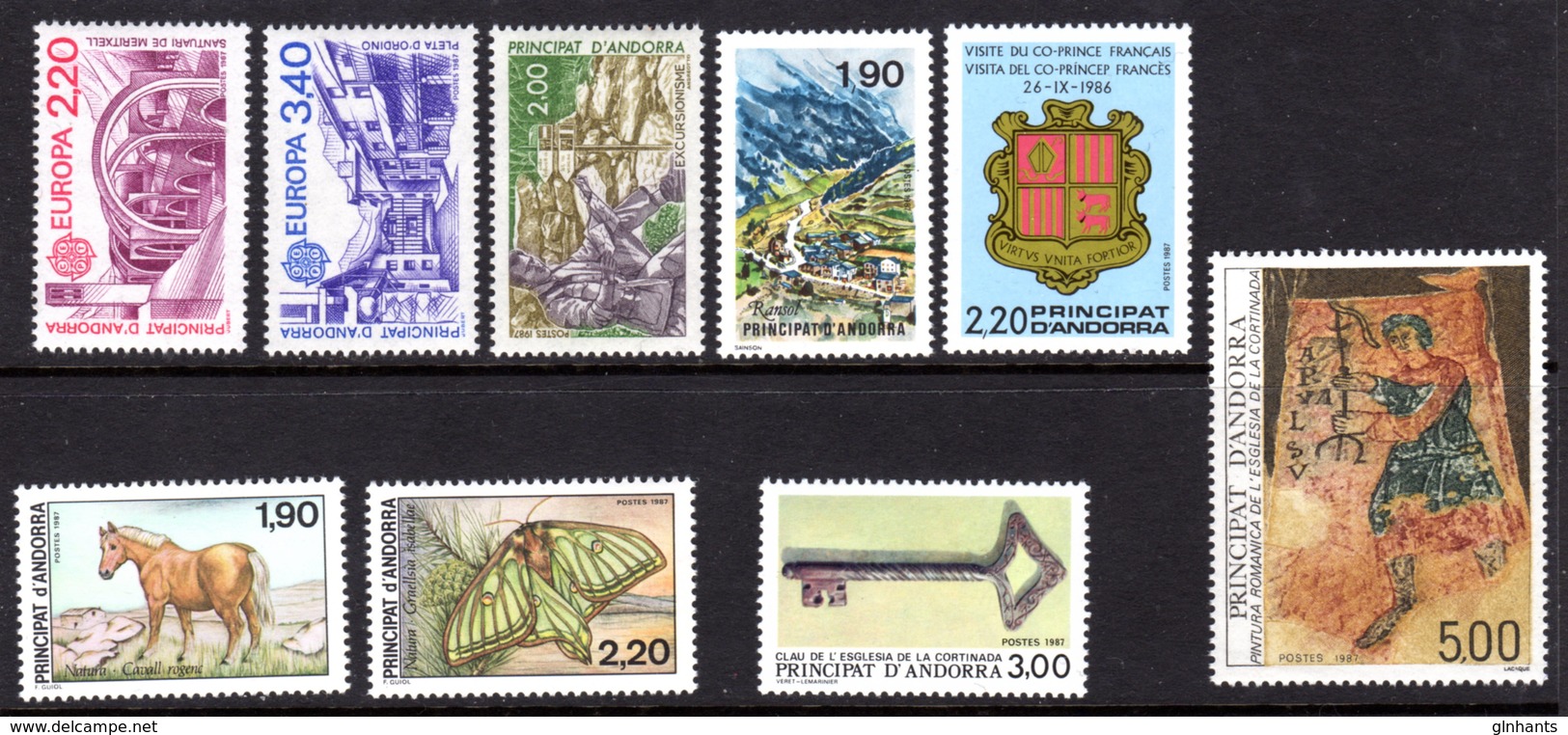FRENCH ANDORRA - 1987 COMPLETE YEAR SET FINE MNH ** SG F389 - F397 - Collections