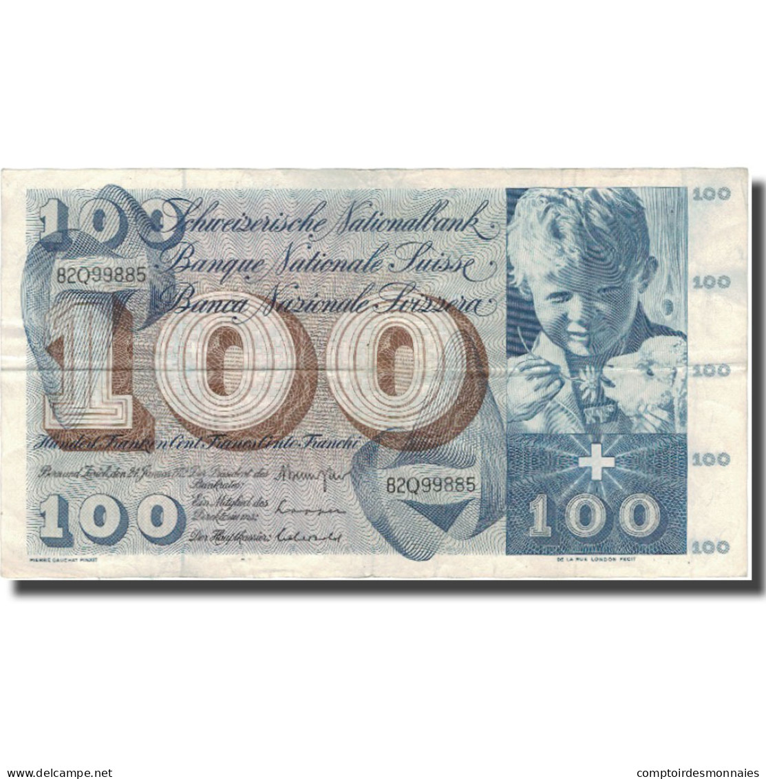 Billet, Suisse, 100 Franken, 1972, 1972-01-24, KM:49n, TB+ - Suiza