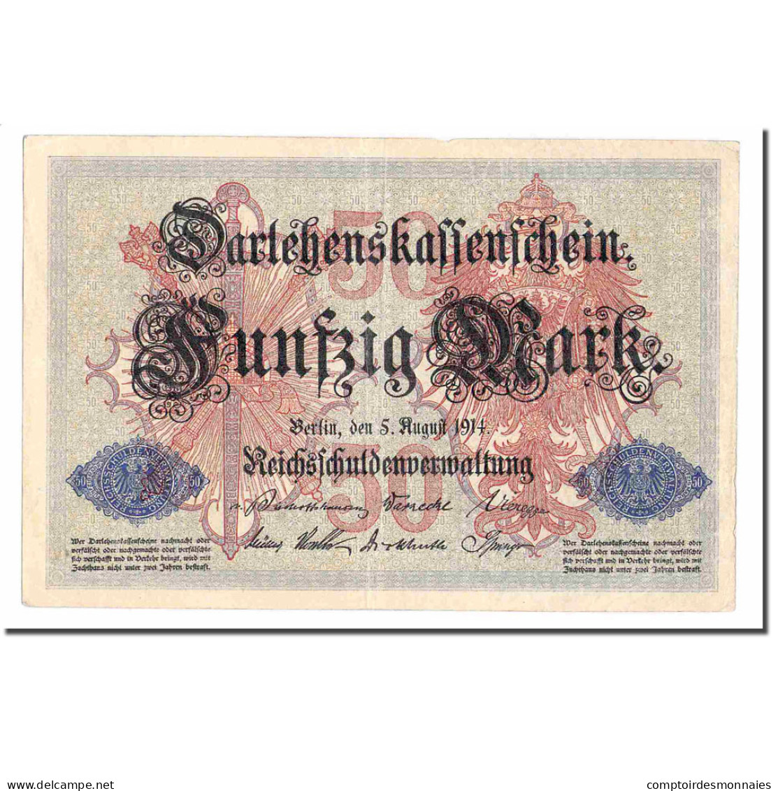 Billet, Allemagne, 50 Mark, 1914, 1914-08-05, KM:49a, TTB - 50 Mark