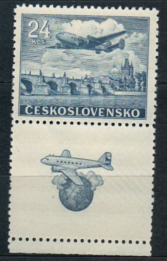 1946 Czechoslovakia MNH - Mi 492 Zf. ** MNH - Flugpost • Airmail • Poste Aérienne - PLANE , AVION - Airmail