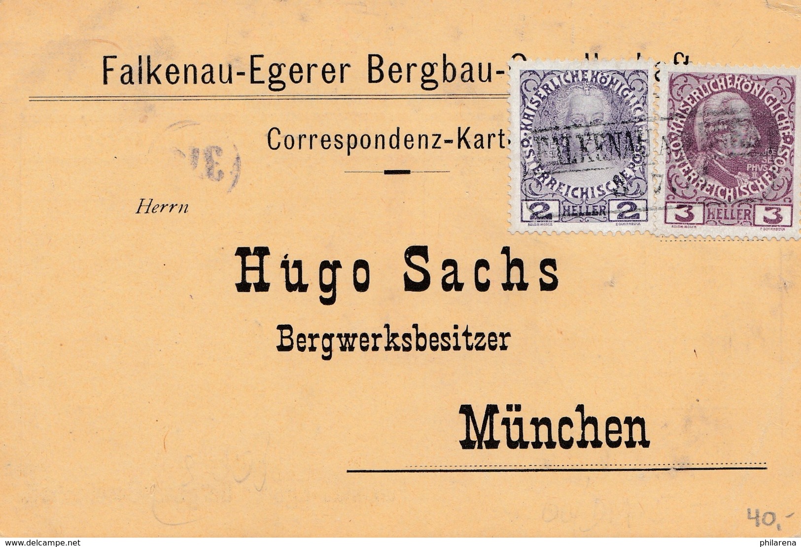 Bergbau: Falkenau-Egerer Bergbau Ges. Eger, 1908 Nach München - Sonstige & Ohne Zuordnung