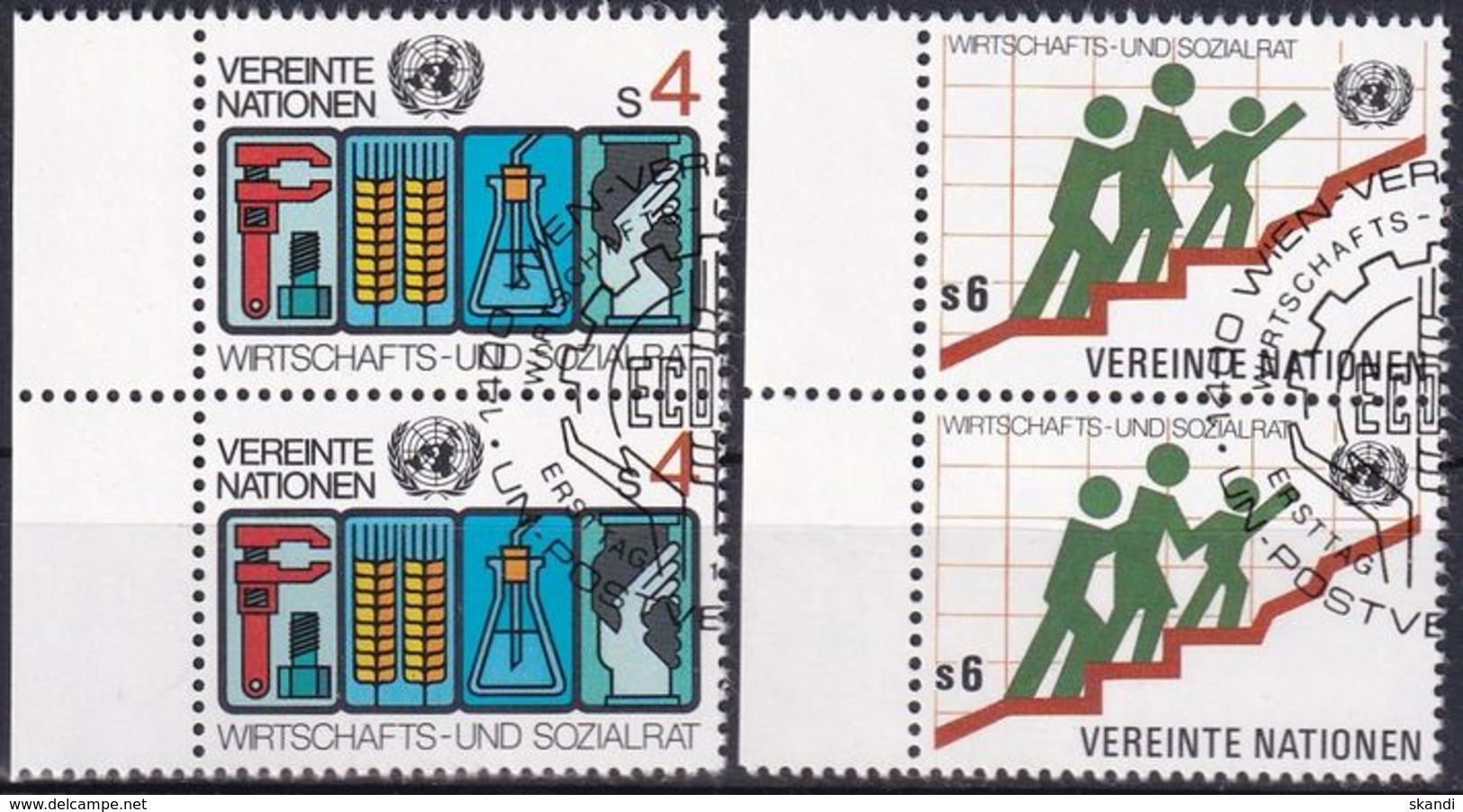 UNO WIEN 1980 Mi-Nr. 14/15 2er O Used - Aus Abo - Usados