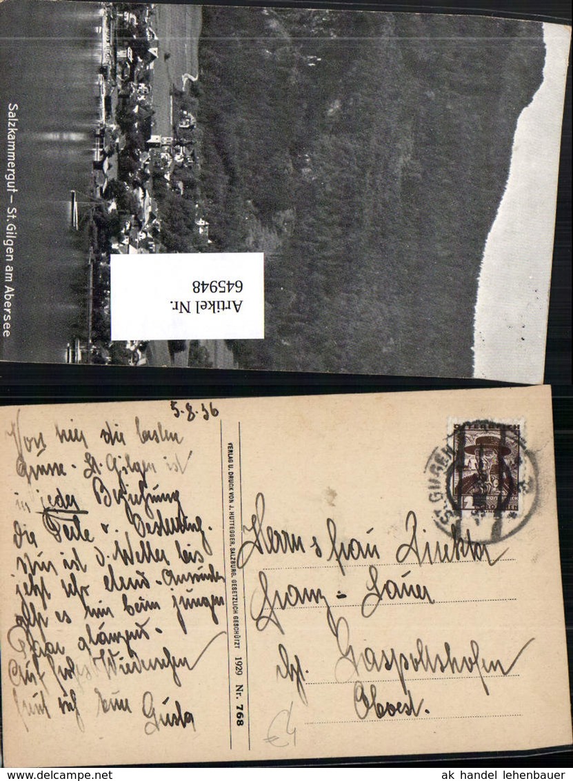 645948,Stempel St. Gilgen N. Gaspoltshofen 1936 - Ohne Zuordnung