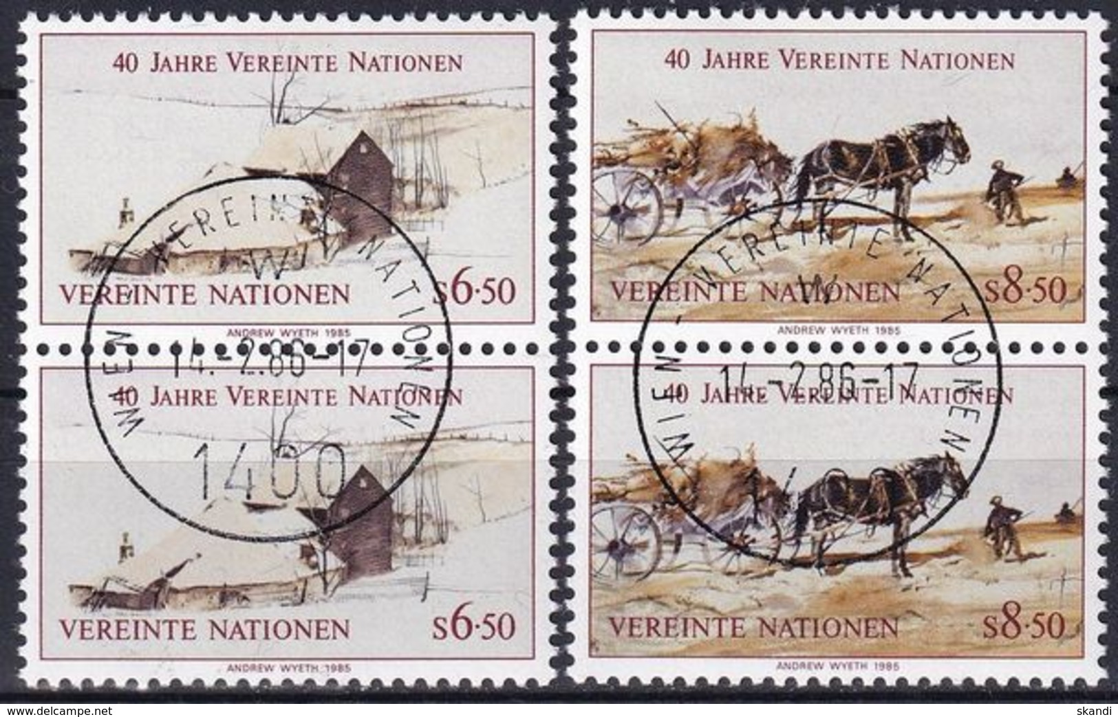 UNO WIEN 1985 Mi-Nr. 51/52 2er O Used - Aus Abo - Gebraucht