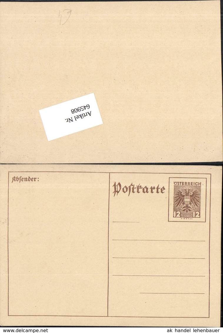 645908,Stempel Postkarte 12 Groschen Ganzsache &Ouml;sterreich - Ohne Zuordnung