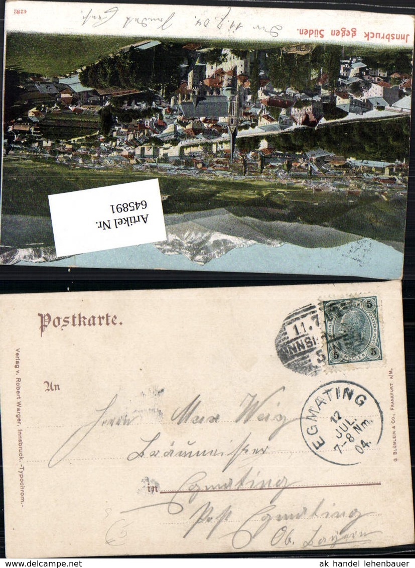 645891,Stempel Innsbruck Nach Egmating 1904 - Ohne Zuordnung