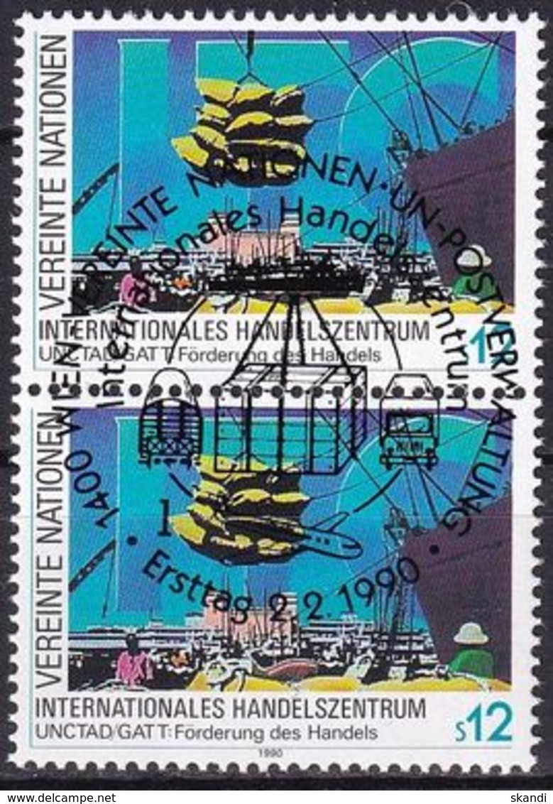 UNO WIEN 1990 Mi-Nr. 98 2er O Used - Aus Abo - Gebraucht