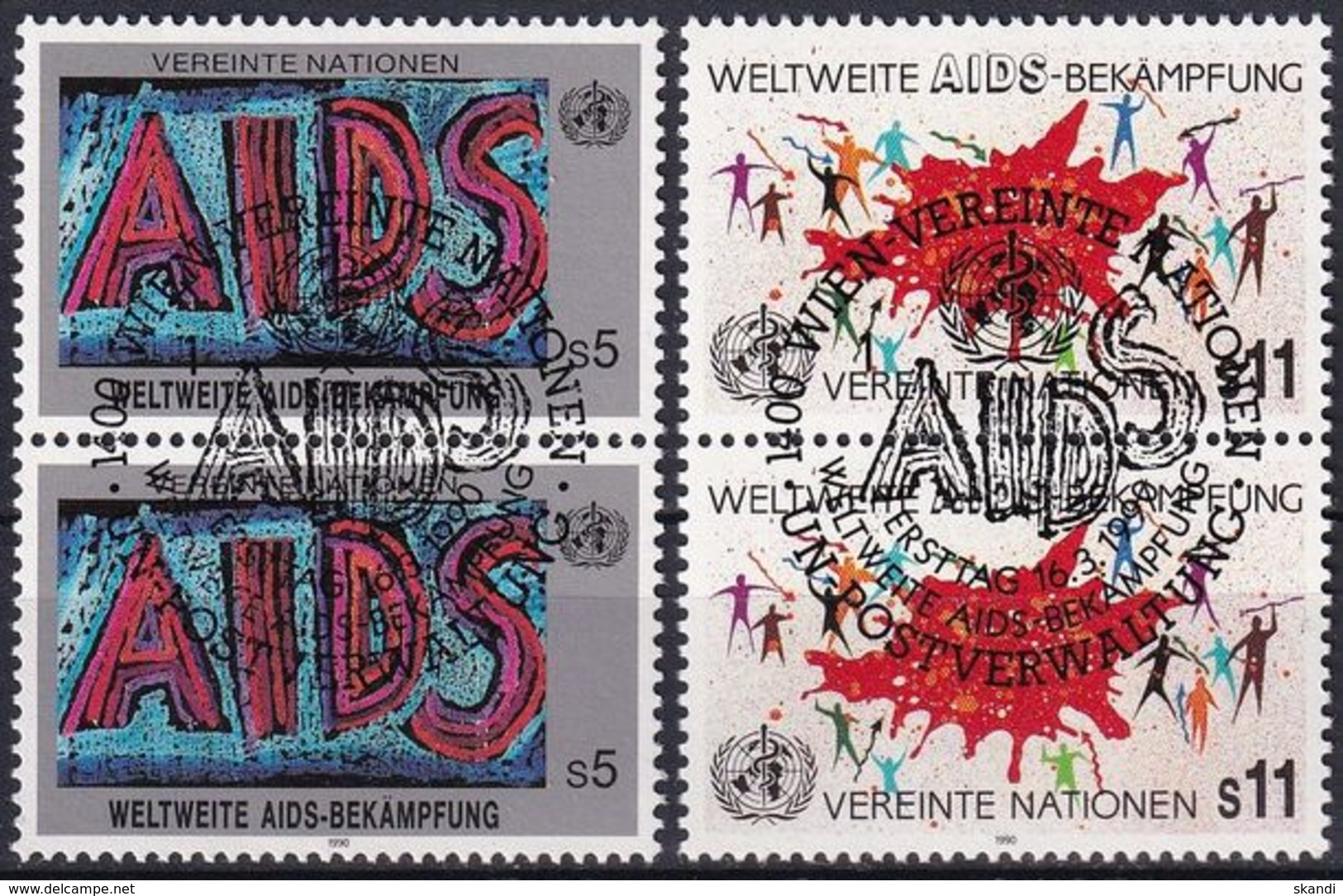 UNO WIEN 1990 Mi-Nr. 100/01 2er O Used - Aus Abo - Gebraucht