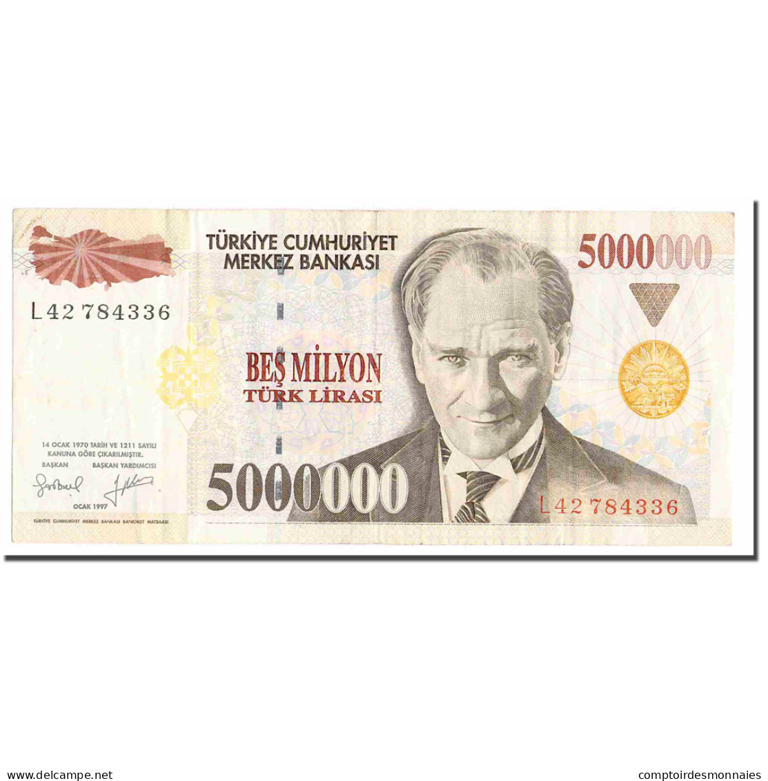 Billet, Turquie, 5,000,000 Lira, 1997, 1997, KM:210, TTB - Turkey