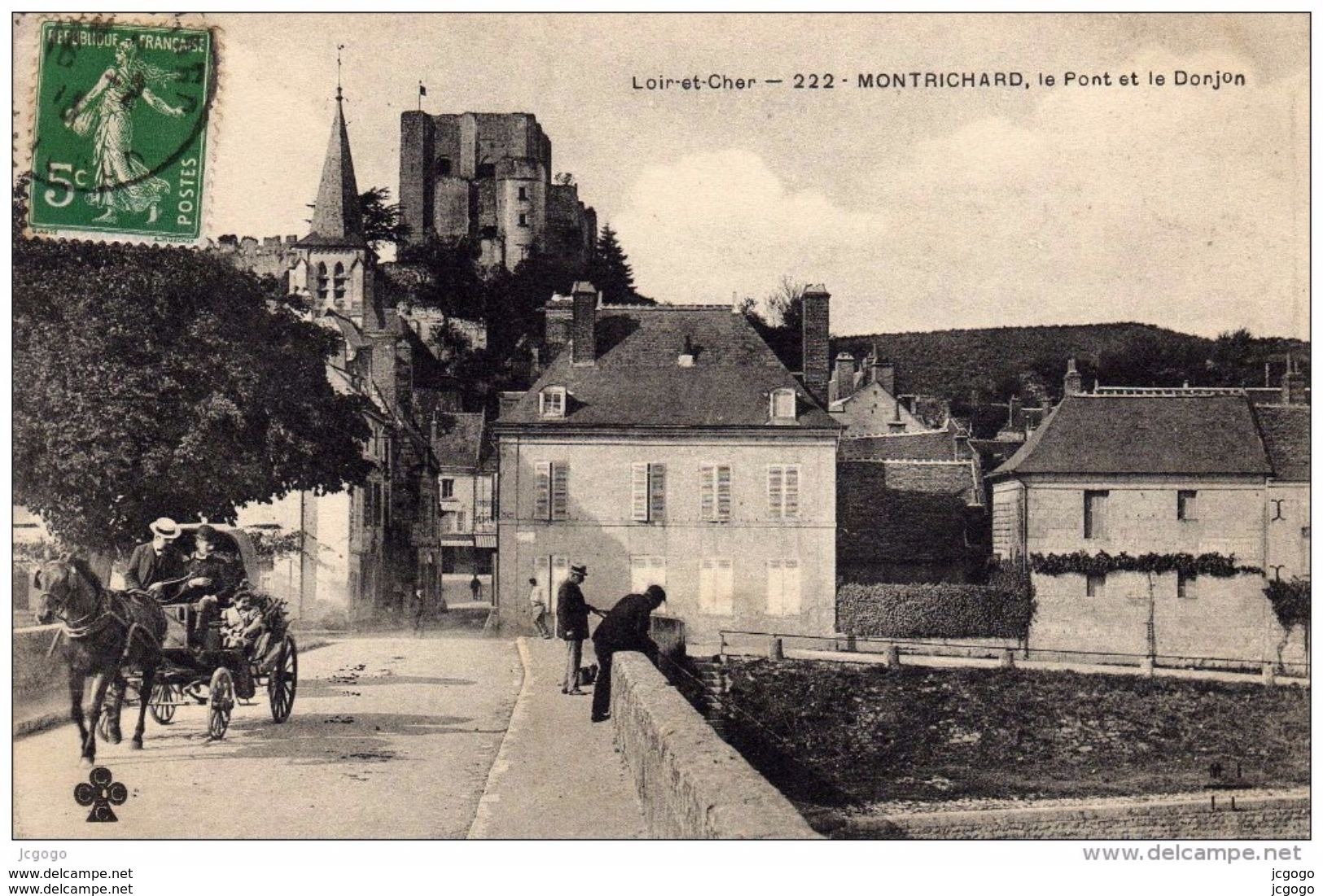 MONTRICHARD Le Pont Et Le Donjon -Attelage -  Carte écrite En 1913  2 Scans  TBE - Montrichard