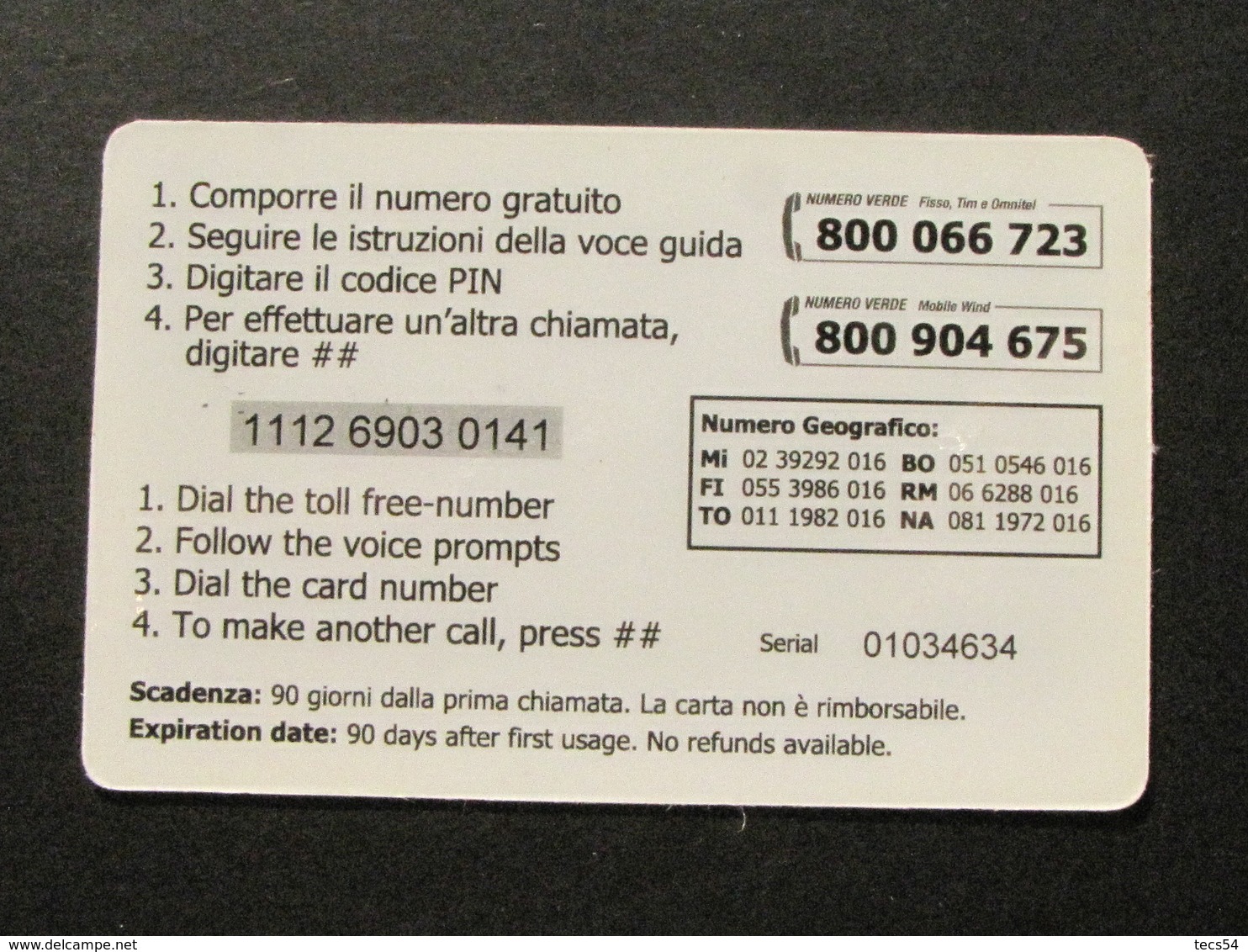 *ITALY* USATA USED - INTERNATIONAL PREPAID PHONE CARD - EDISONTEL FIDELITY CARD - Schede GSM, Prepagate & Ricariche