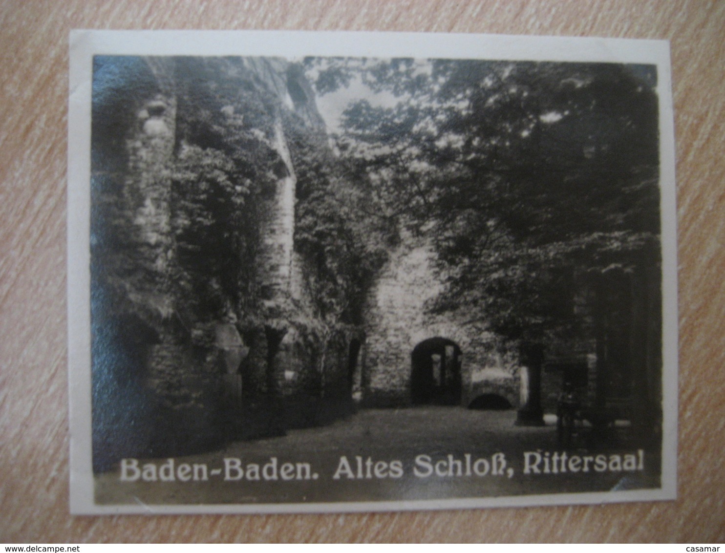 BADEN-BADEN Altes Schloss Rittersaal Castle Bilder Card Photo Photography (4x5,2 Cm) Baden GERMANY 30s Tobacco - Non Classificati