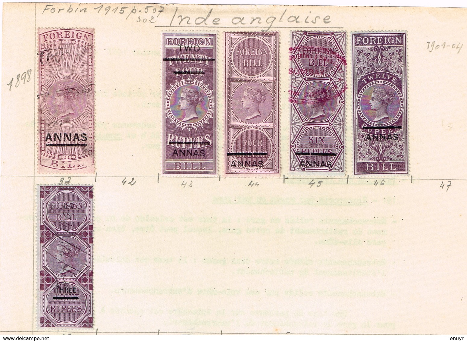 Indes Britanniques. Foreign Bill. 1898-1904. Old Revenues Anciens Timbres Fiscaux. Ancienne Collection. Old Collection. - Nuovi