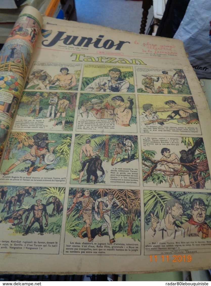 JUNIOR  TARZAN. Du N° 1 Au Numéro 105.dimensions :56 X 39 Cm.105 Numéros.1936-1937-1938. - Tirages De Tête