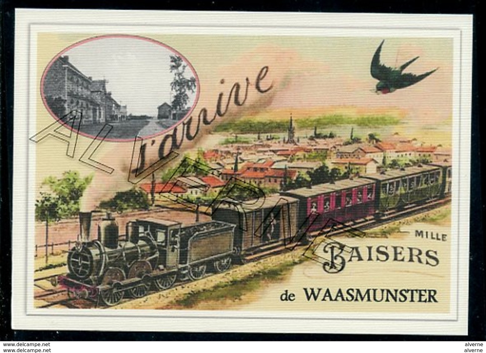 WAASMUNSTER   .....  2 Cartes Souvenirs Gare ... Train  Creations Modernes Série Limitée - Waasmunster