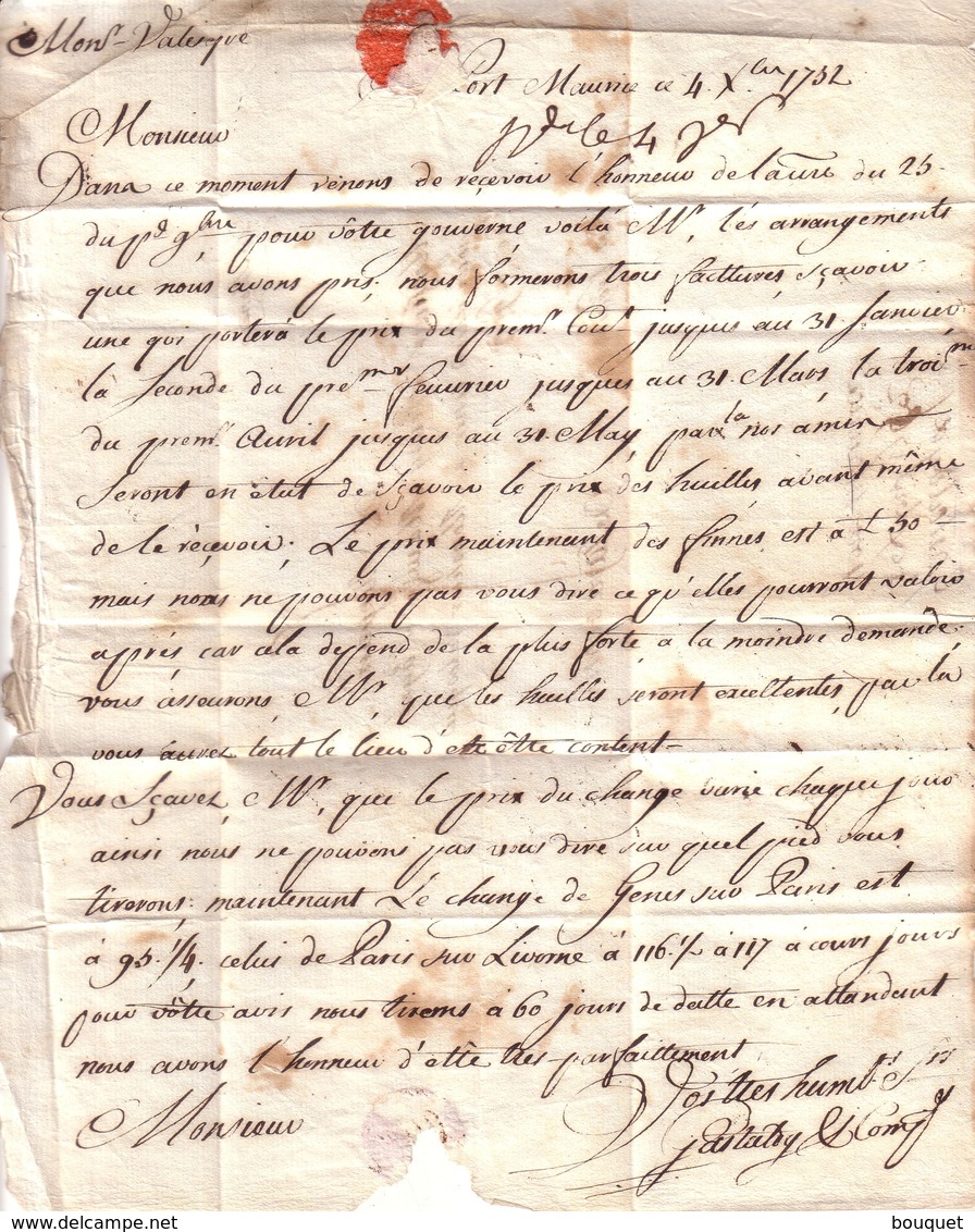 ITALIE - LETTRE DE PORT MAURICE ACHEMINEE PAR UN VOYAGEUR POSTEE A MONACO AVEC MARQUE MANUSCRIT POUR TARASCON - 1752 - ...-1885 Vorphilatelie