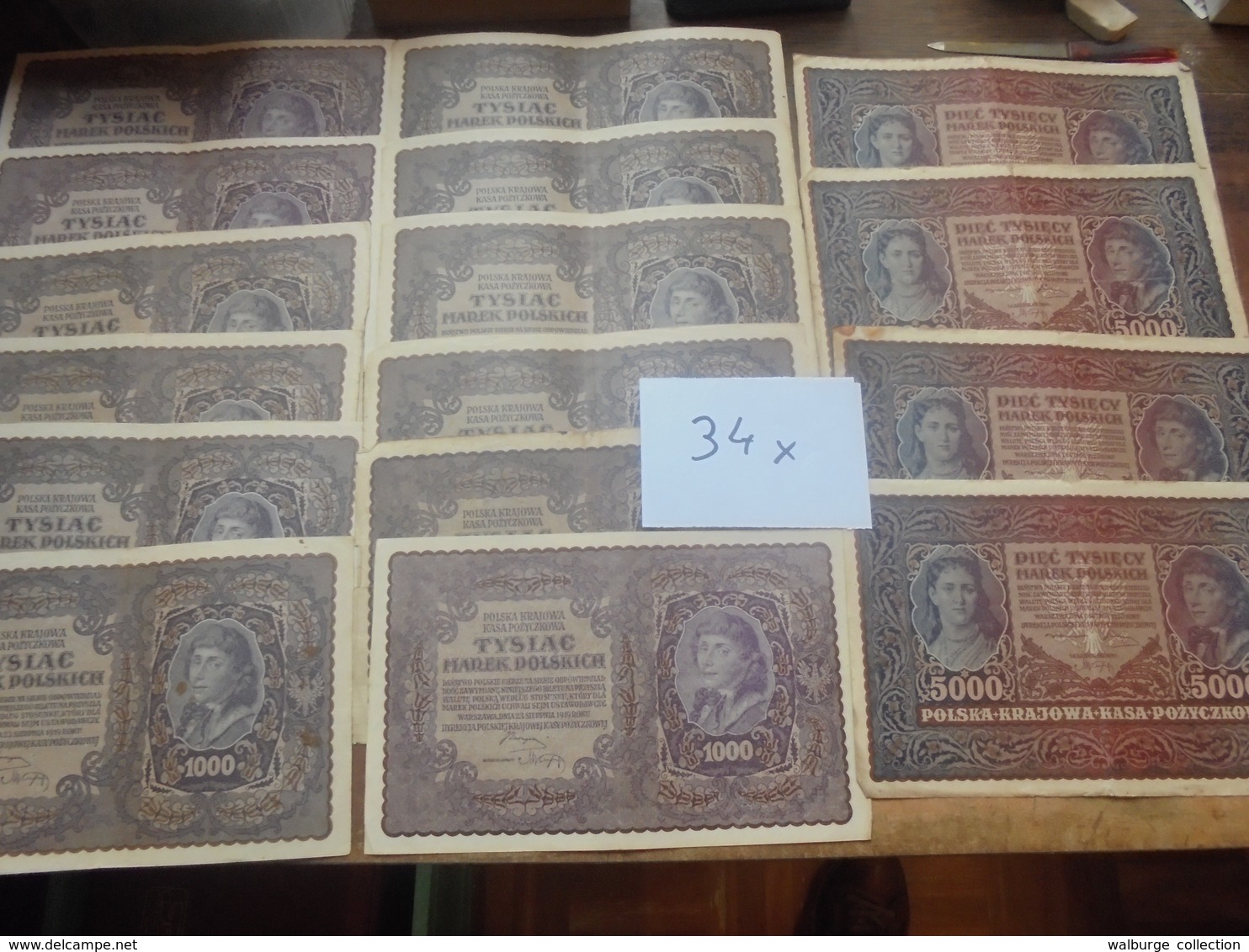 POLOGNE LOT 34 BILLETS 1000+5000 MAREK 1919+1920 CIRCULER ET PEU CIRCULER (B.6)