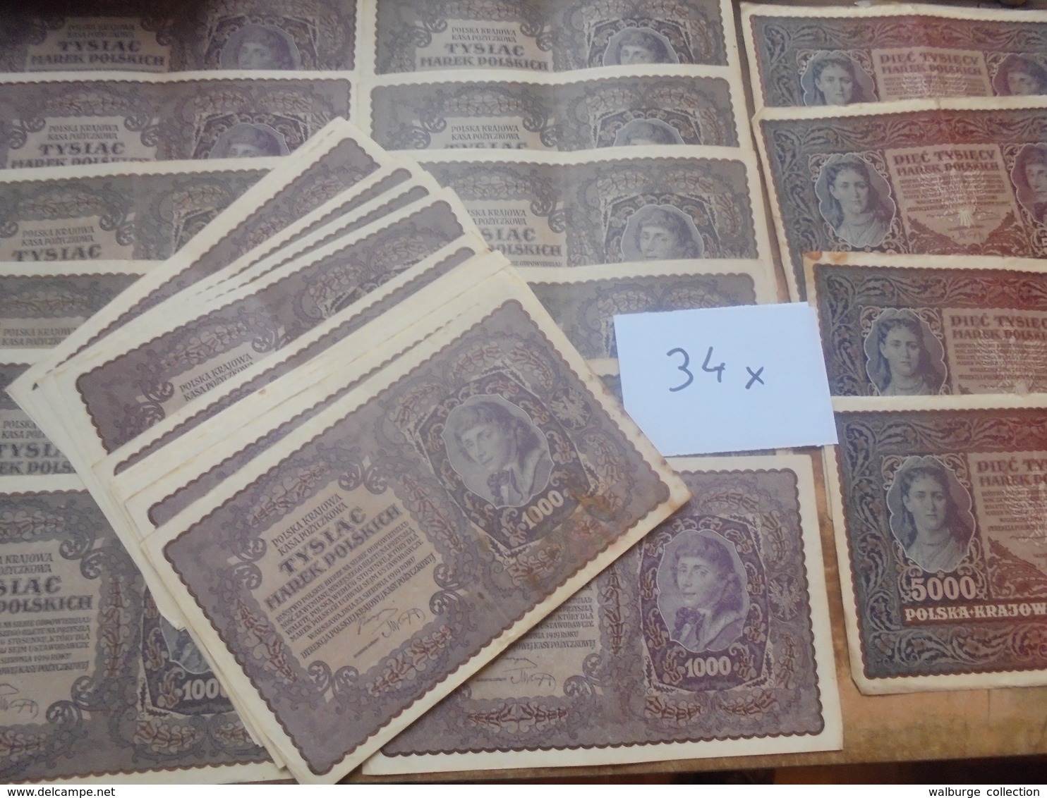 POLOGNE LOT 34 BILLETS 1000+5000 MAREK 1919+1920 CIRCULER ET PEU CIRCULER (B.6)