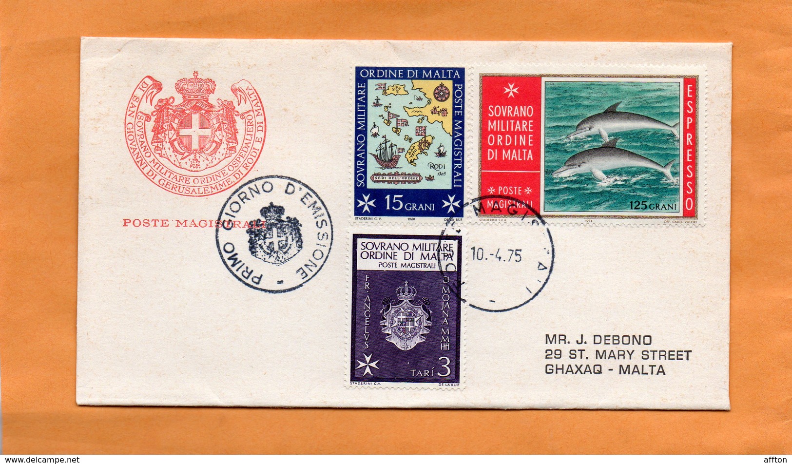 Sovrano Militare Ordine Di Malta 1975 FDC - Malte (Ordre De)