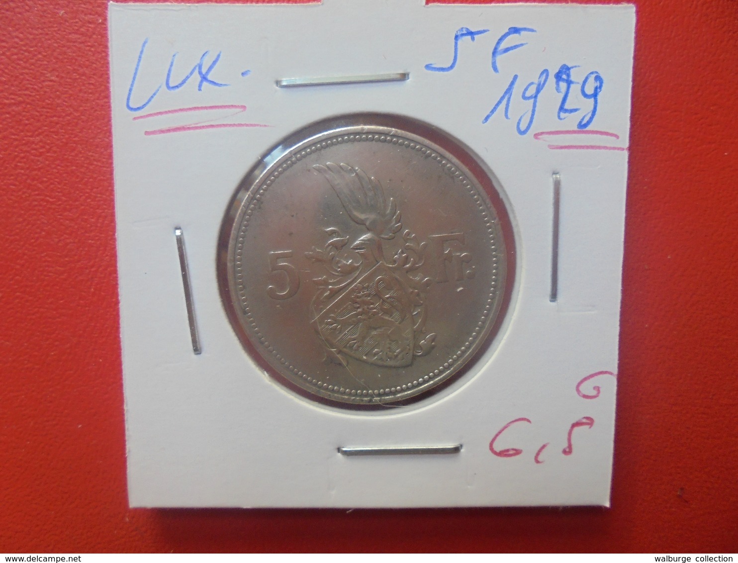 LUXEMBOURG 5 FRANCS 1929 ARGENT (A.4) - Luxemburgo