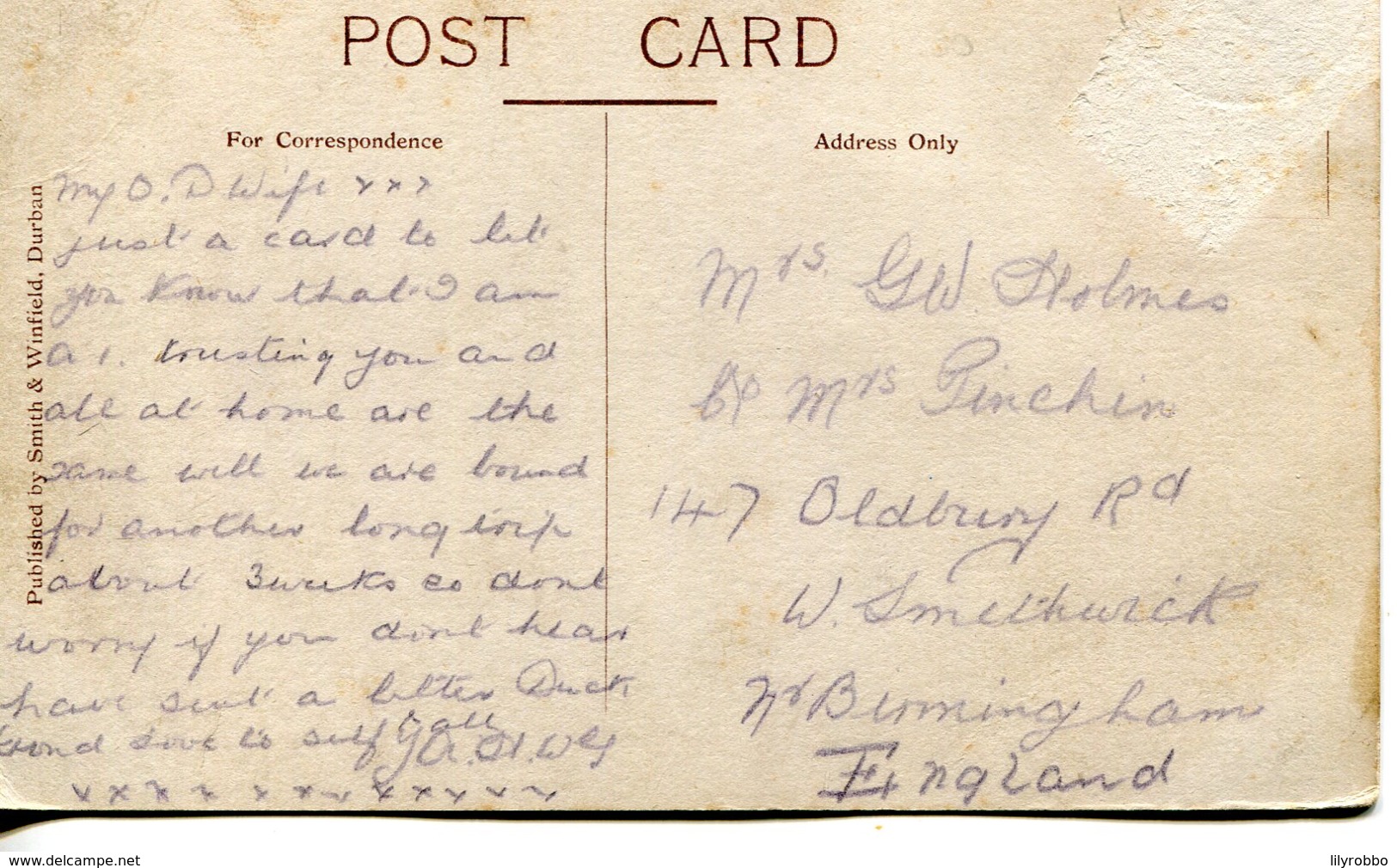 SOUTH AFRICA -  RPPC Bathing Enclosure Ocean Beach DURBAN - Südafrika