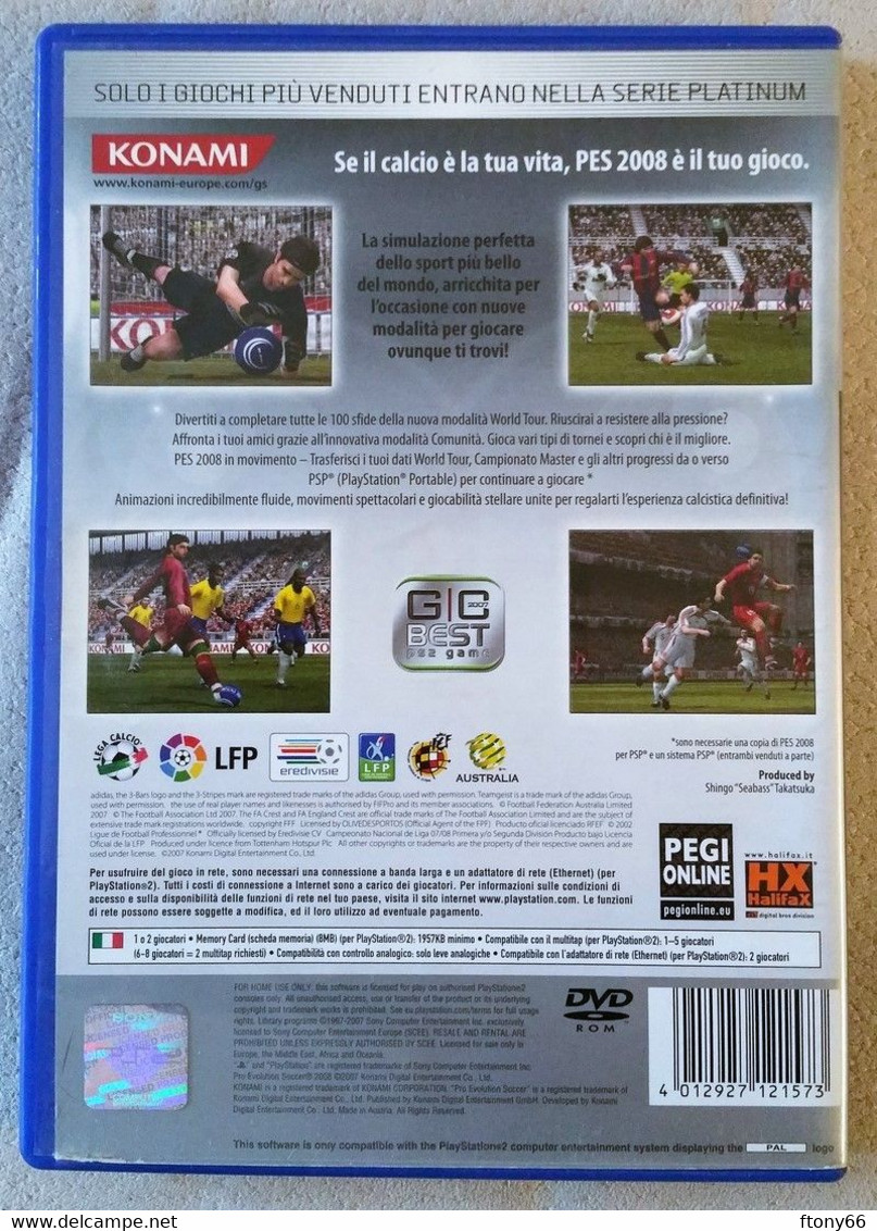 MA20 PS2 PES 2008 PRO EVOLUTION SOCCER PLATINUM Edition - Usato Con Manuale ITA - Playstation 2