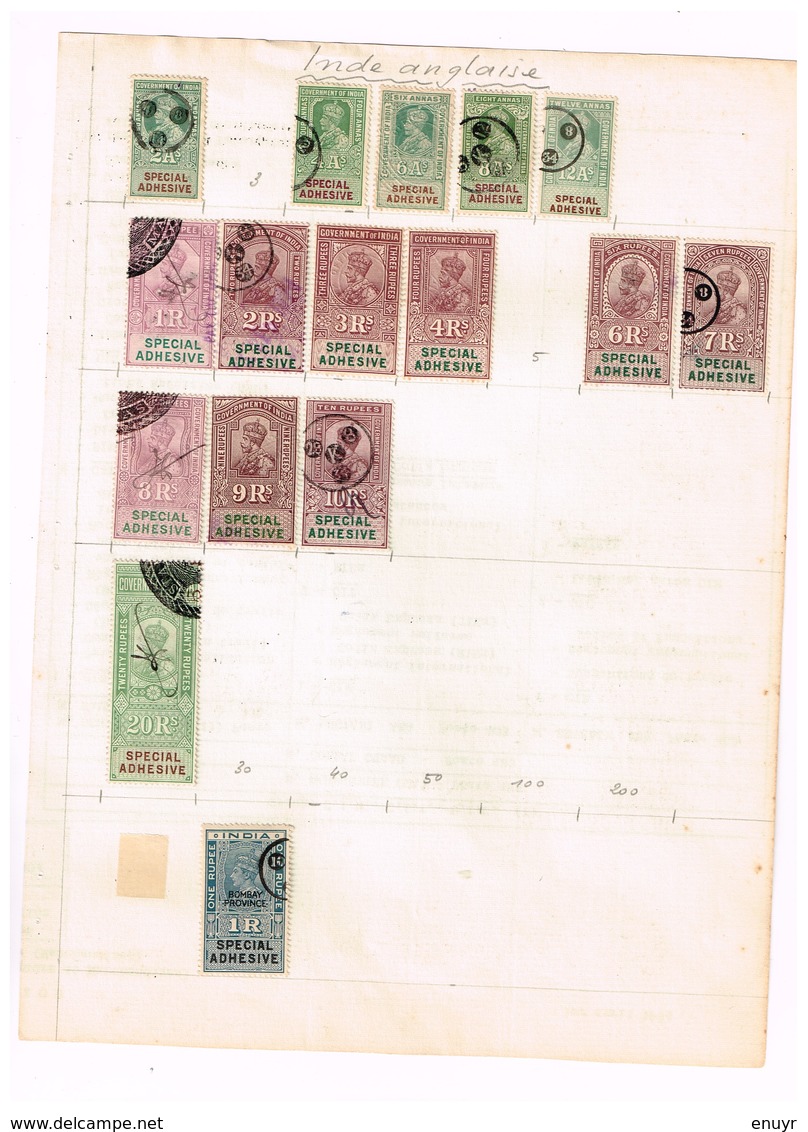 Indes Britanniques. Special Adhesive. Anciens Timbres Fiscaux. Ancienne Collection. Old Collection - Altri & Non Classificati