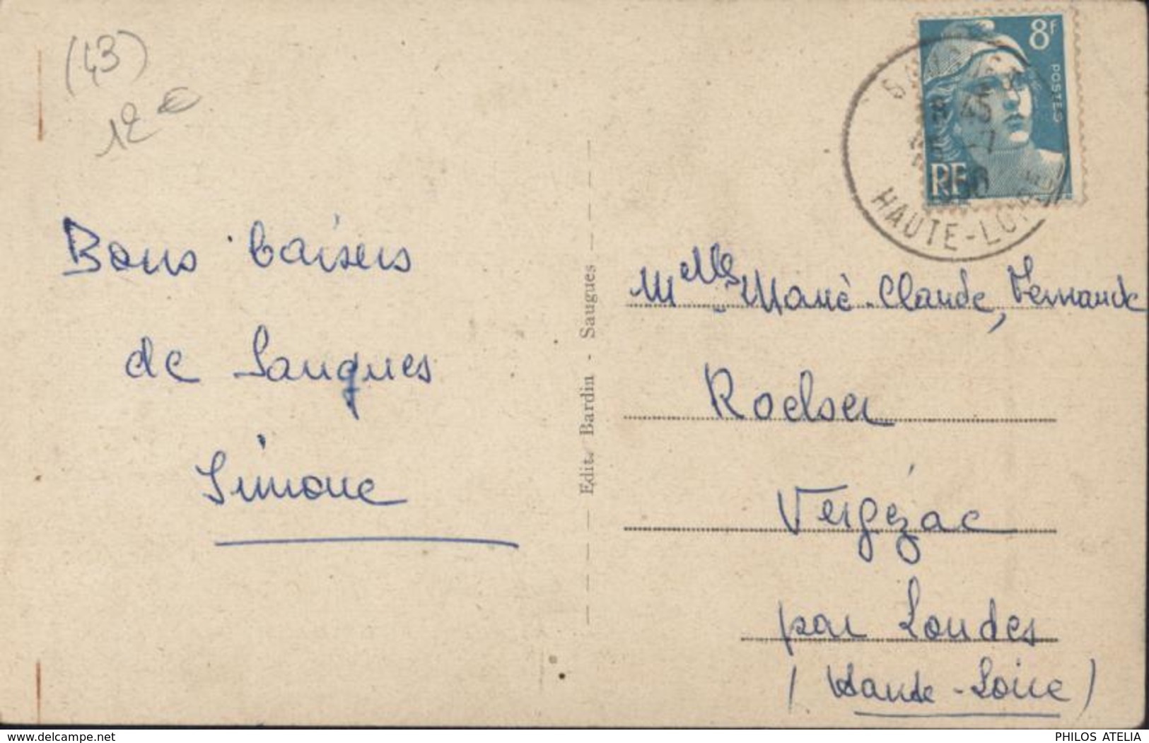 CPA Saugues Haute Loire Le Clocher CAD 25 7 1950 Regroupement Militaires Gendarmes - Saugues