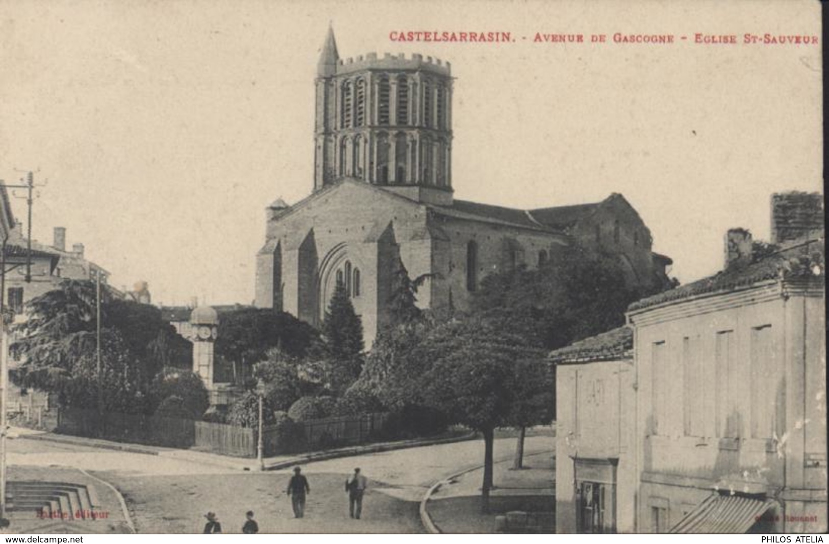 CPA Castelsarrasin Avenue De Gascogne Eglise Saint Sauveur Cliché Rouanet Barthe éditeur - Castelsarrasin