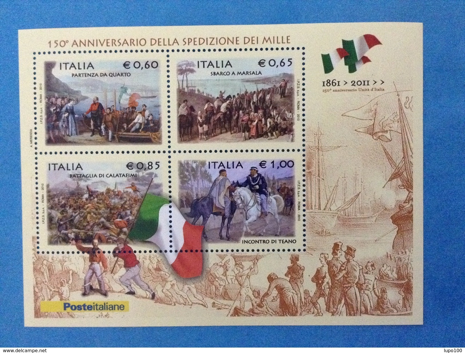 2010 ITALIA GARIBALDI SPEDIZIONE DEI MILLE FOGLIETTO NUOVO ITALY SOUVENIR SHEET MNH** - Blocchi & Foglietti