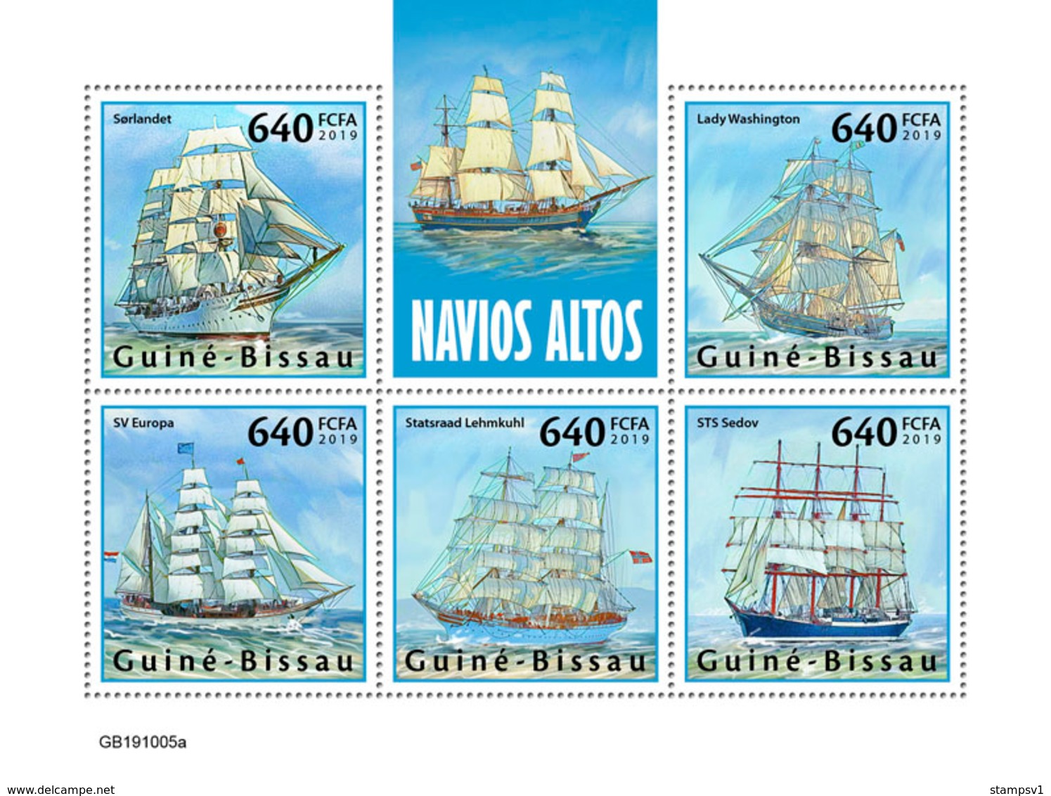 Guinea Bissau. 2019 Tall Ships. (1005a) OFFICIAL ISSUE - Barche