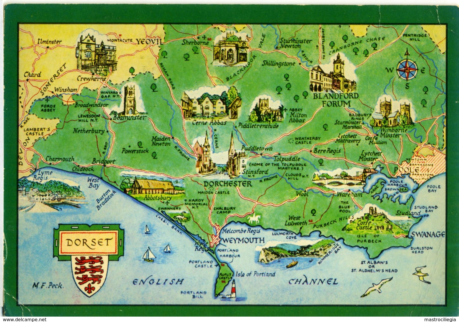 DORSET  Yeovil  Dorchester  Blandform  Poole - Carte Geografiche