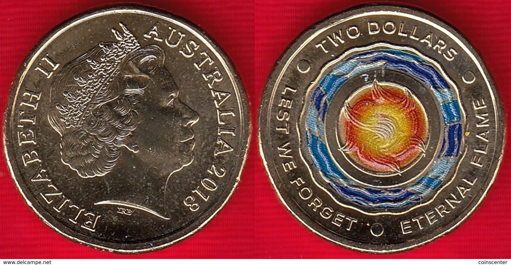 Australia 2 Dollars 2018 "Lest We Forget - Eternal Flame" COLORED UNC - 2 Dollars