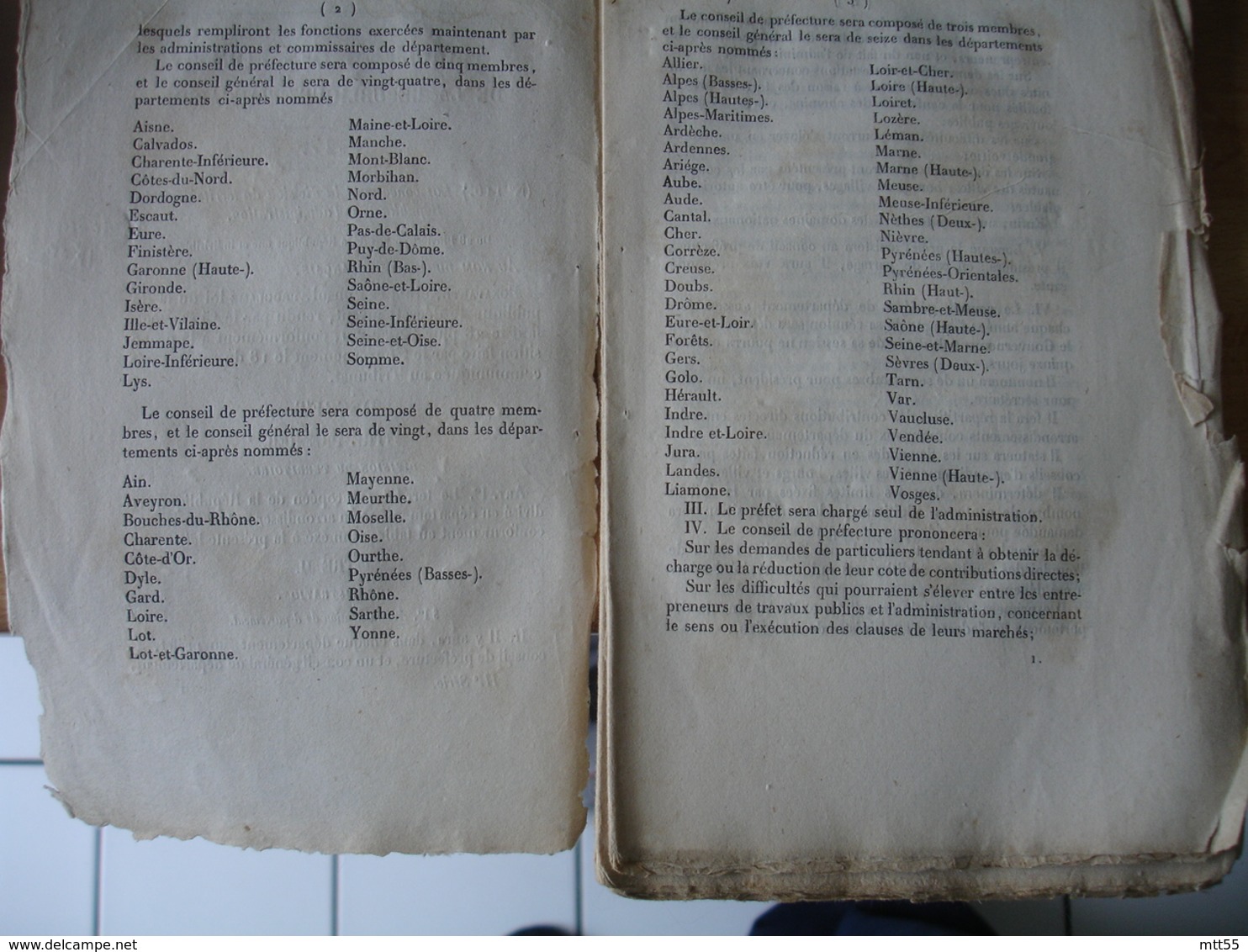 Bulletin Des Lois N 17 Division Du Territoire  En Departement 28 Pluviose An 8  Liste Des Departement Et Canton - Historical Documents