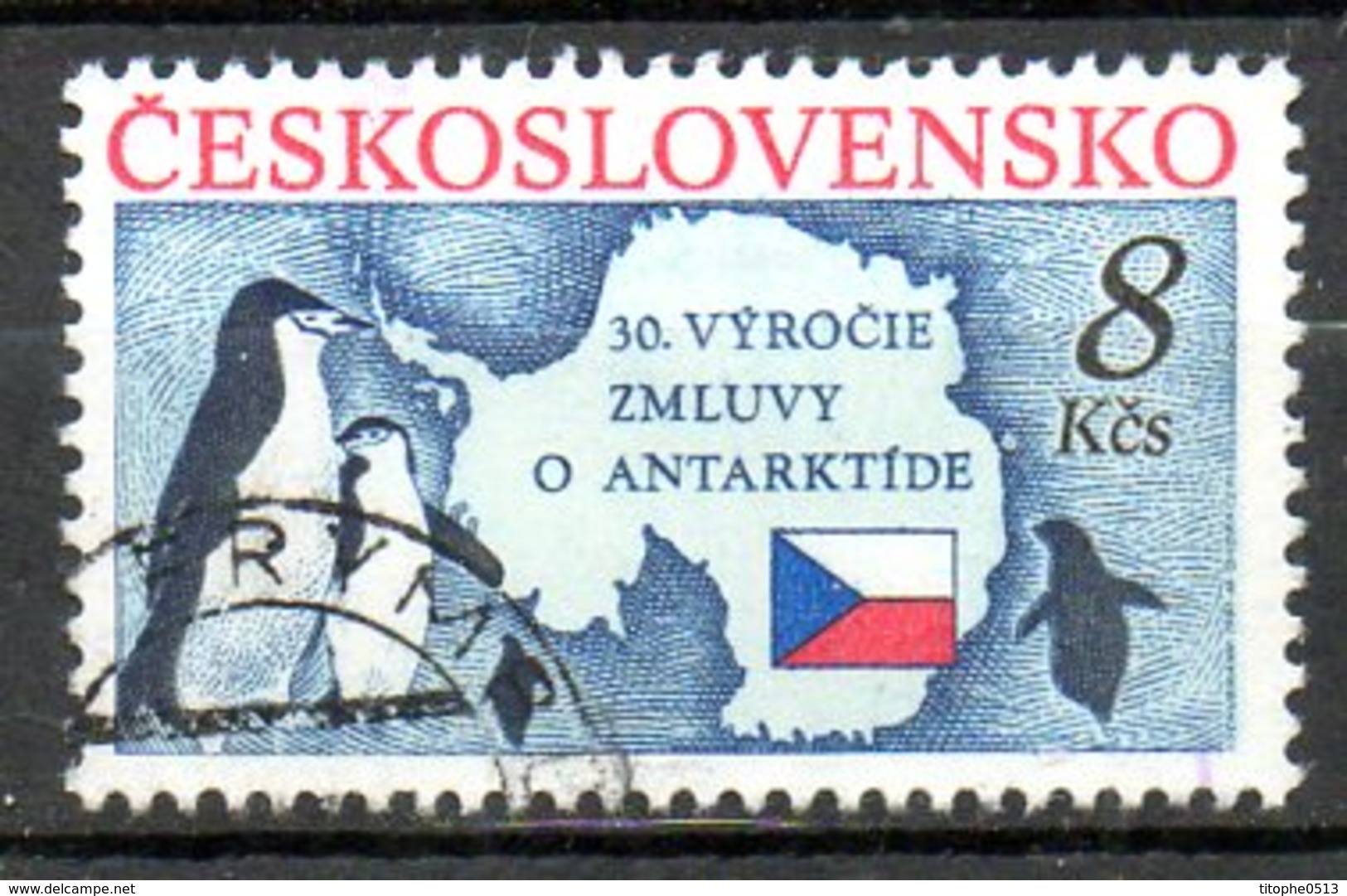 TCHECOSLOVAQUIE. N°2886 Oblitéré De 1991. Traité Sur L'Antarctique. - Traité Sur L'Antarctique