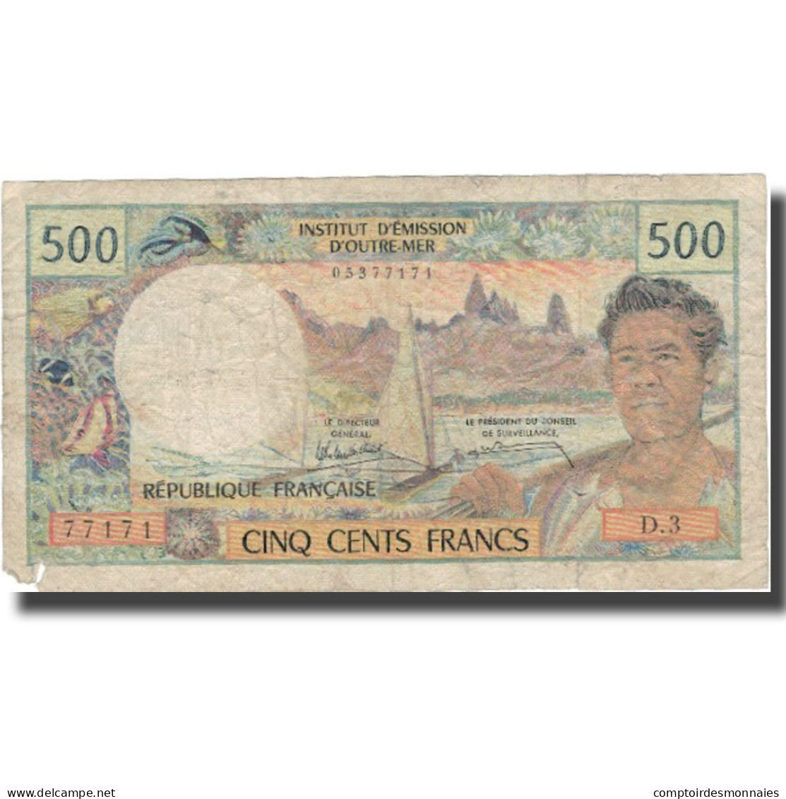 Billet, Tahiti, 500 Francs, Undated (1969-92), KM:25d, TB - Papeete (Französisch-Polynesien 1914-1985)