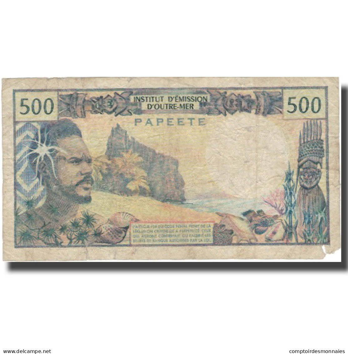 Billet, Tahiti, 500 Francs, Undated (1969-92), KM:25d, TB - Papeete (Frans-Polynesië 1914-1985)