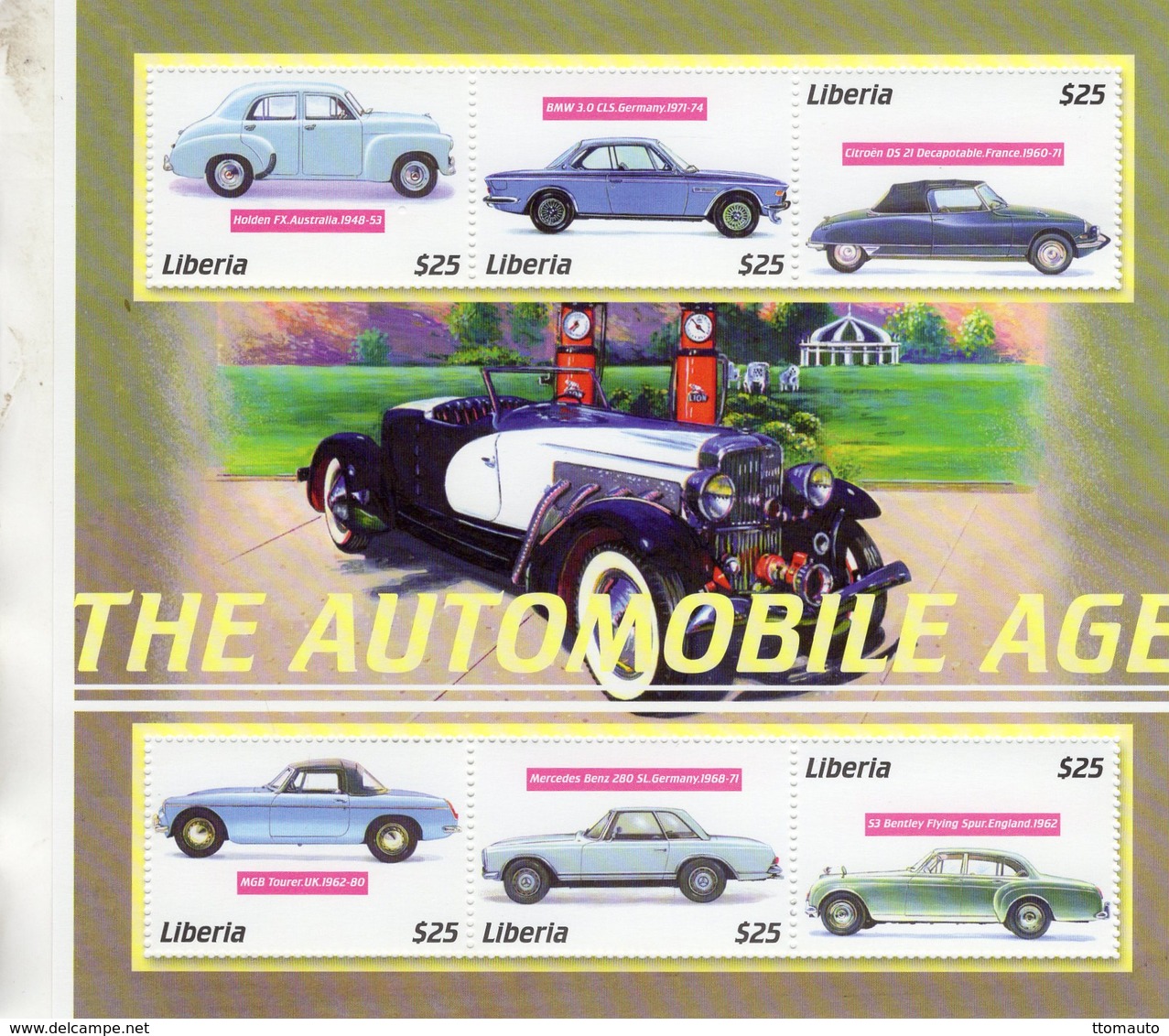 Liberia  - Automobile Age  -  Holden-BMW-Citroen-MGB-Mercedes-Bentley -  6v Sheet Neuf/Mint/MNH - Autos