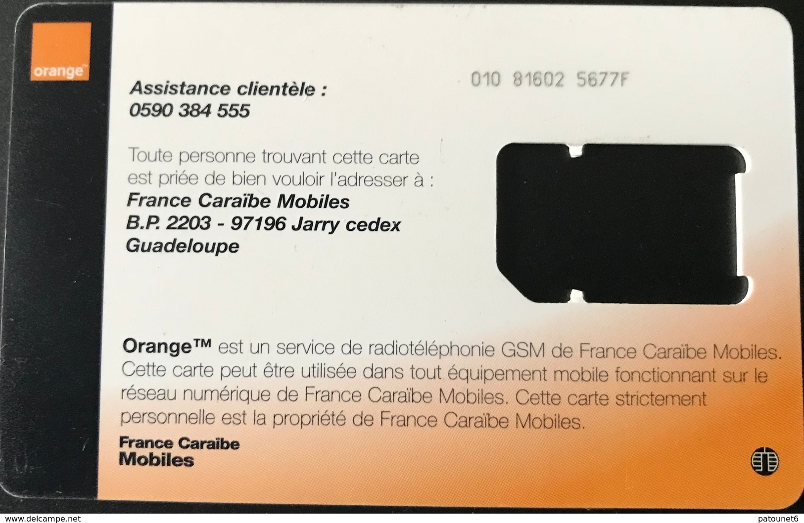 ANTILLES FRANCAISES  - France Caraïbe Mobiles -  Carte SIM Orange " Start "  -  Coque Vide (sans Puce) - Antilles (Françaises)