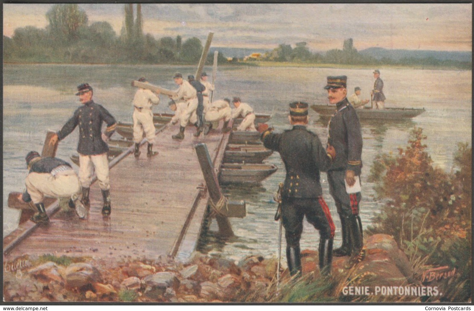 N Beraud - Genie, Pontonniers, 1917 - Tuck's Oilette Postcard - Beraud