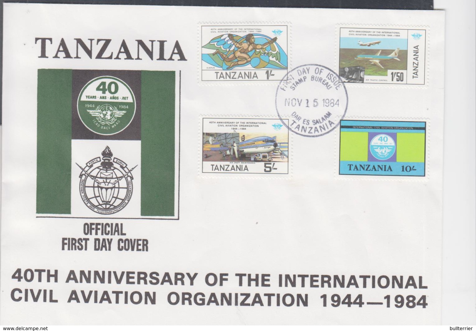 TANZANIA - 1984- ICAO  SET OF 4 ON ILLUSTRATED FIRST DAY COVER - Tansania (1964-...)