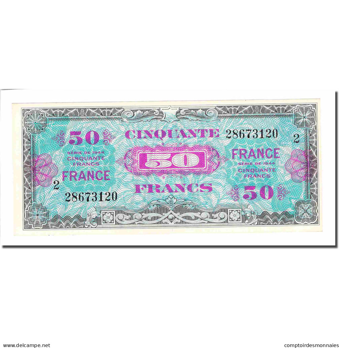 France, 50 Francs, 1945 Verso France, 1944, SUP+, Fayette:VF24.2, KM:122b - 1945 Verso France