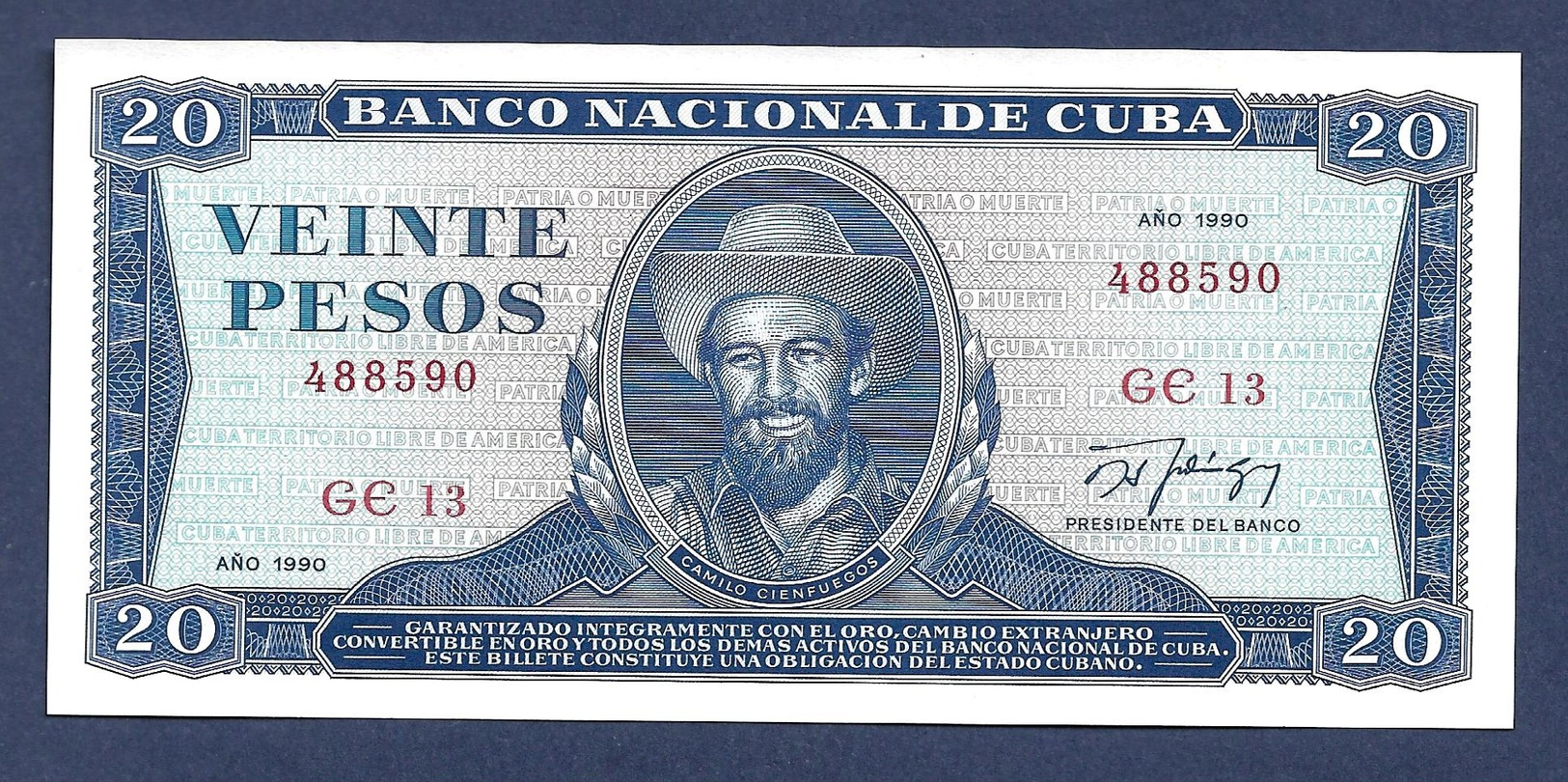 Cuba 20 Pesos 1990 P105d SC UNC - Cuba