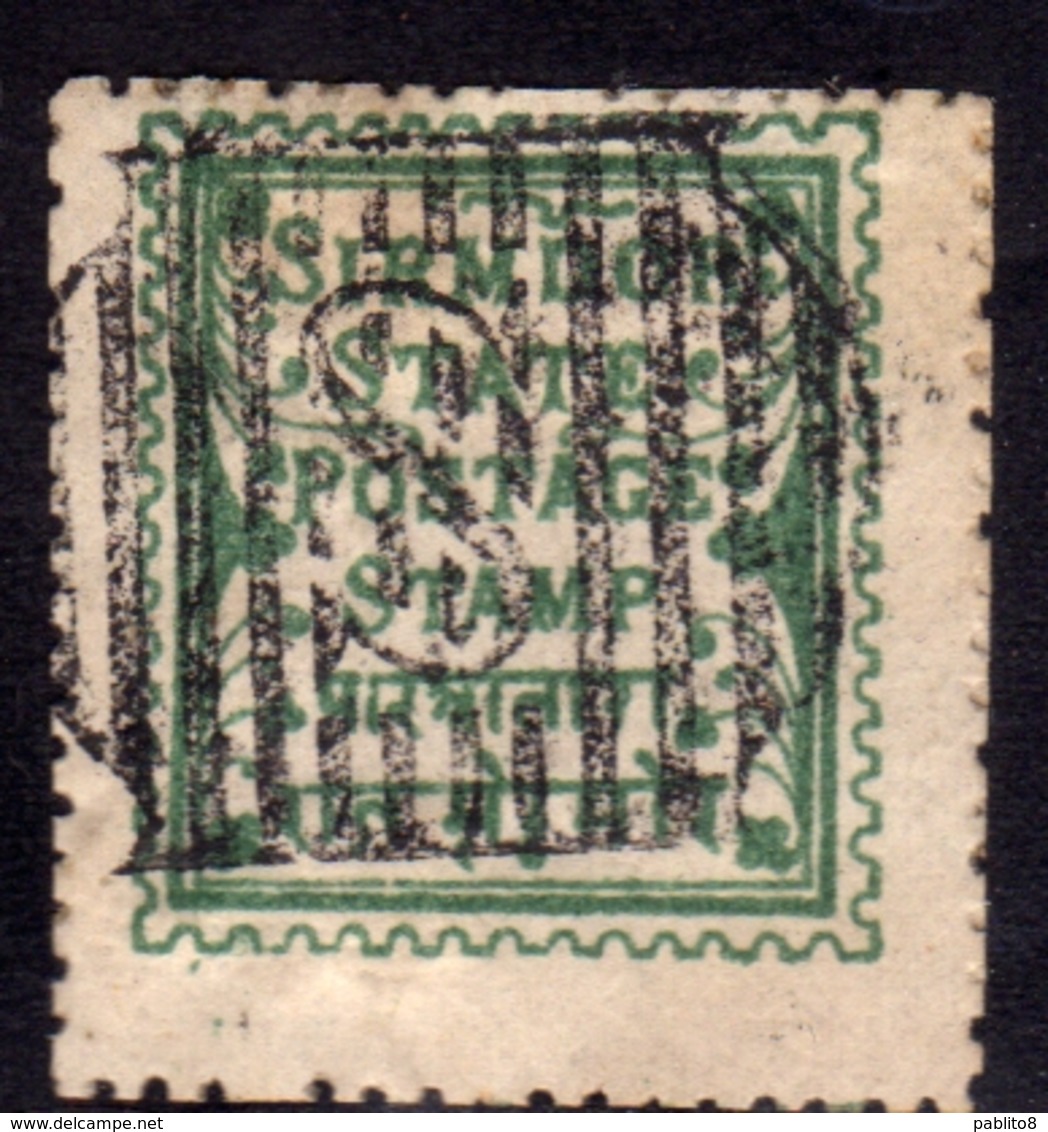 SIRMOOR SIRMUR INDIA INDE 1879 GREEN 1p USATO USED OBLITERE' - Sirmur