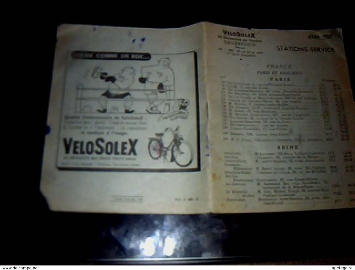 Vieux Papier VELOSOLEX  Courbevoie Carnet Des Stations Services De France Avec Pubs Solexine Velosolex 1953 - Pubblicitari